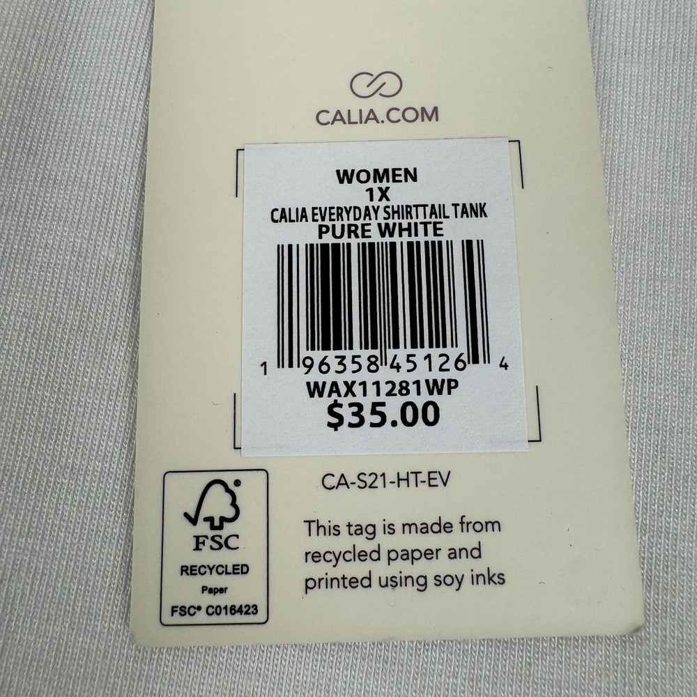 CALIA Everyday Shirttail Tank Pure White Womens Plus 1X - Picture 5 of 12